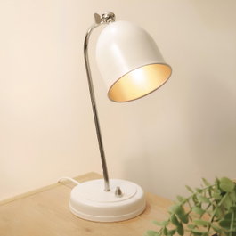Opviq Lámpara de Mesa con Cuerpo Metálico Blanco